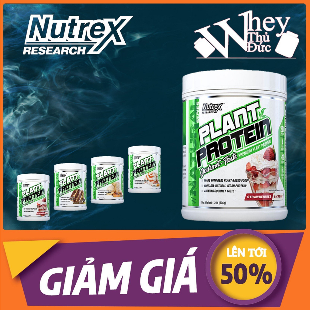 Plant Protein Nutrex 576g 18 servings vị Dâu - Whey Protein thực vật dành cho người ăn chay