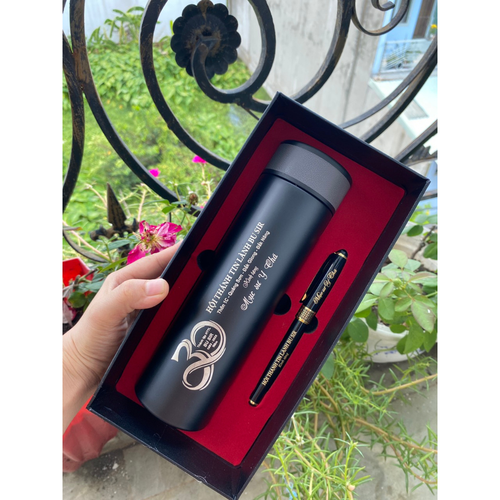 Combo Bình giữ nhiệt 316 và Bút ký khắc tên - Set quà đẹp, ý nghĩa dành tặng sếp, thầy cô, bạn bè người thân