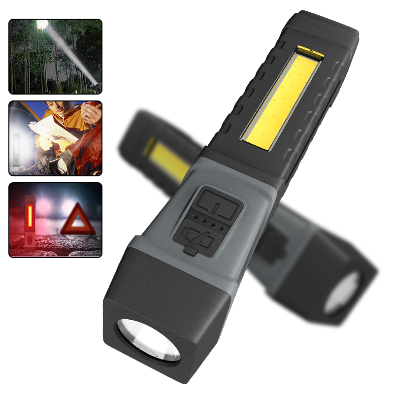 đèn pin siêu sáng M9 đế nam châm  Led + Cob thay đổi hình dạng đa năng sạc type c