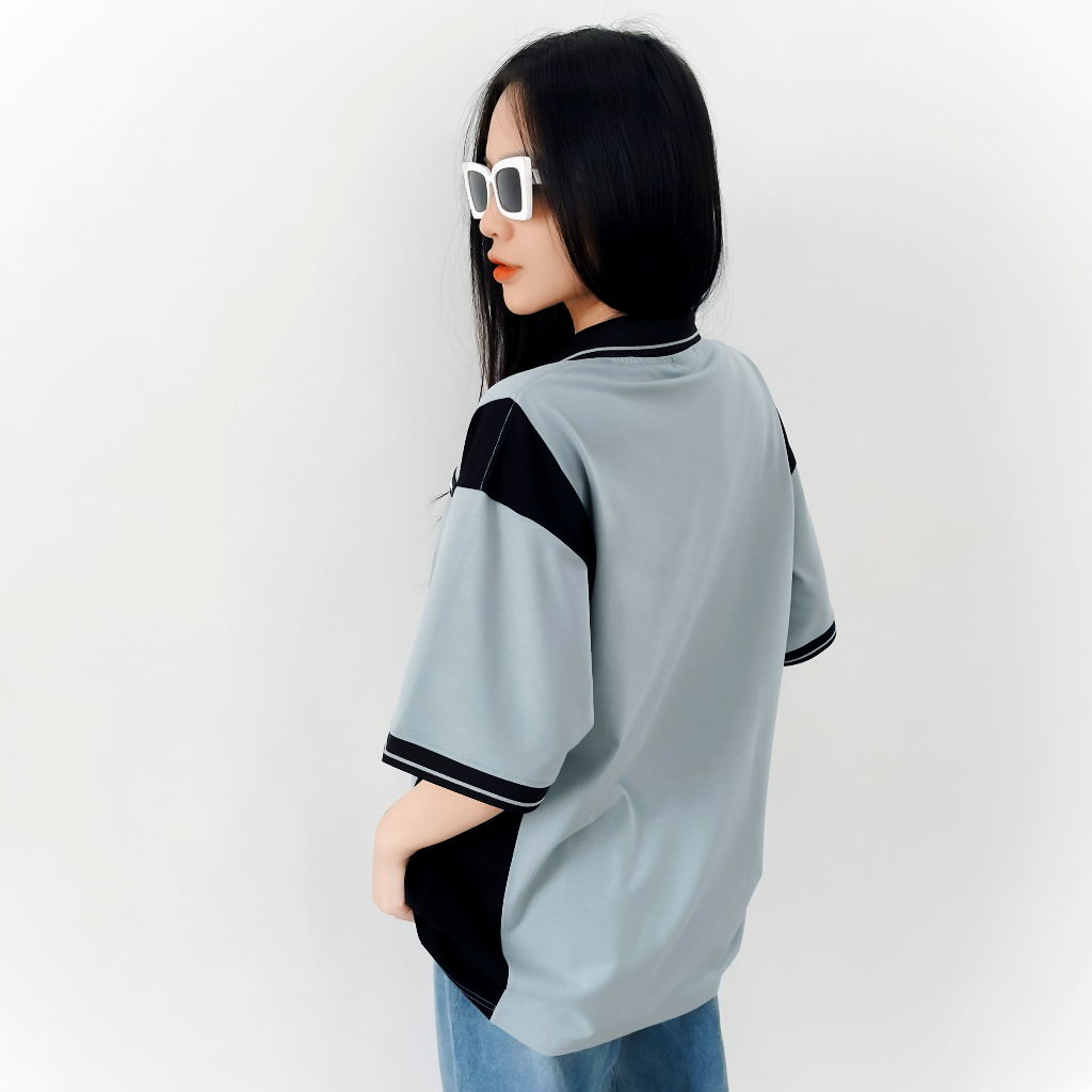 Áo polo Vergency nam nữ 016 Mix Line/ Gray, white