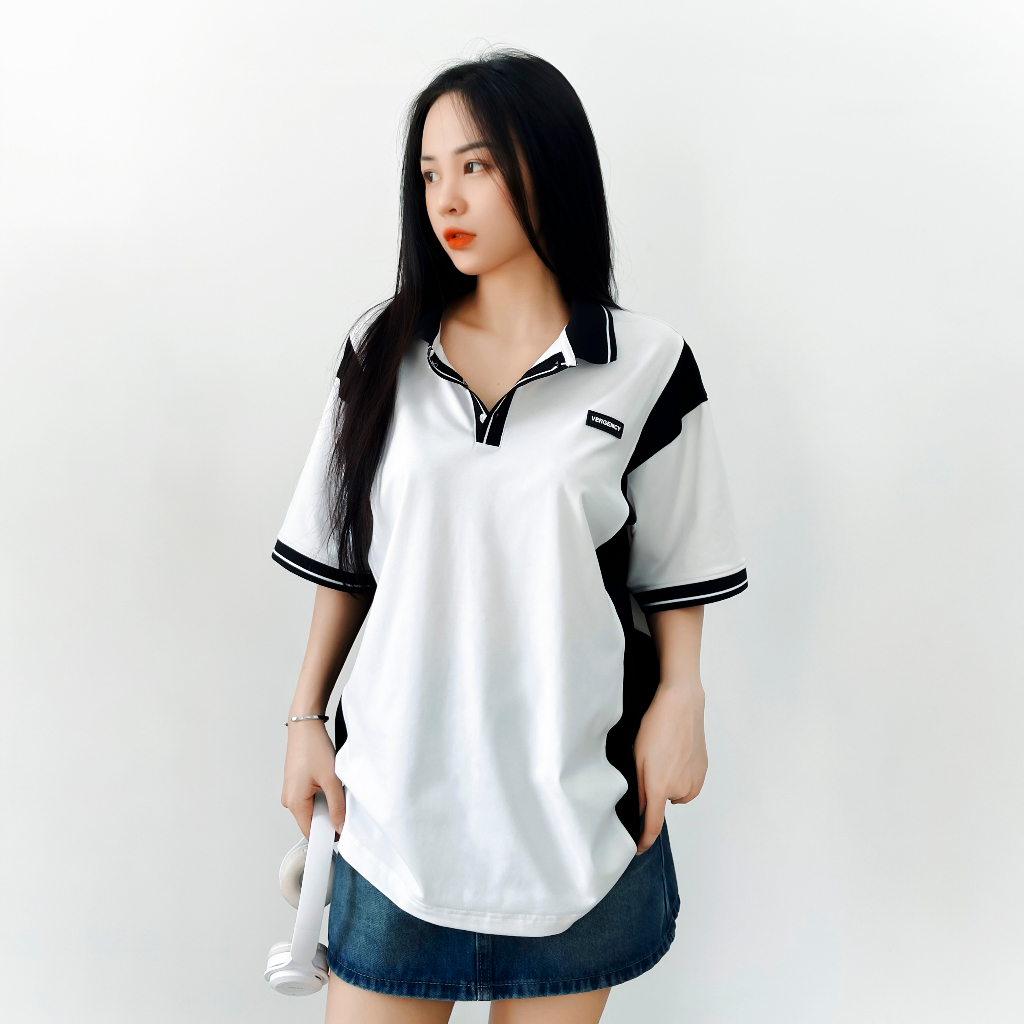 Áo polo Vergency nam nữ 016 Mix Line/ Gray, white