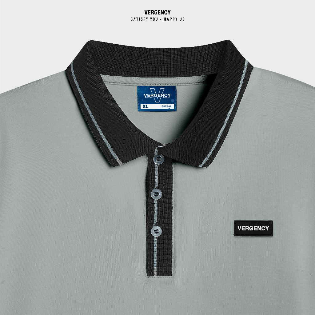 Áo polo Vergency nam nữ 016 Mix Line/ Gray, white