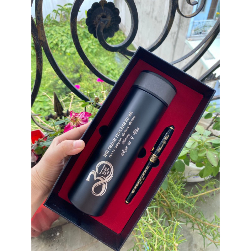 Combo Bình giữ nhiệt 316 và Bút ký khắc tên - Set quà đẹp, ý nghĩa dành tặng sếp, thầy cô, bạn bè người thân