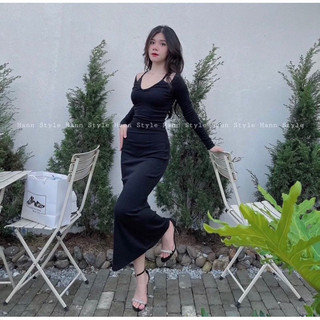 🔥 ĐẦM BODY GÂN 2 DÂY XẺ TÀ