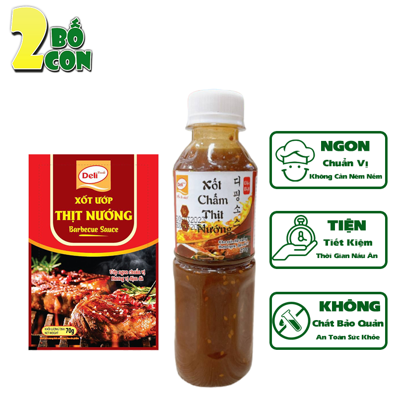 Combo 1 Chai Xốt Chấm Thịt Nướng 270g Và 1 Gói Xốt Ướp Thịt Nướng 70g DELI