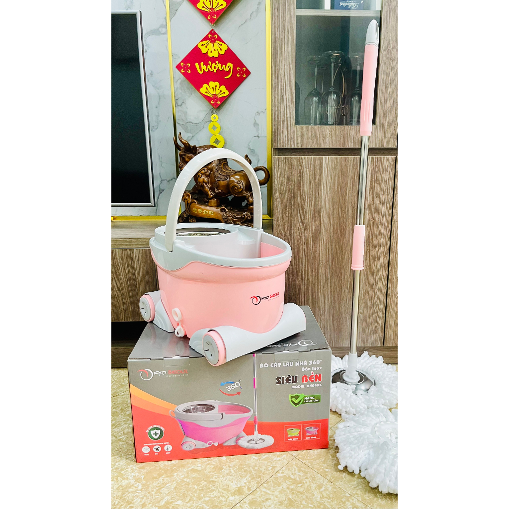 BỘ CÂY LAU NHÀ 360, KYOSEOUL, HÀNG CAO CẤP, 2 BÔNG LAU