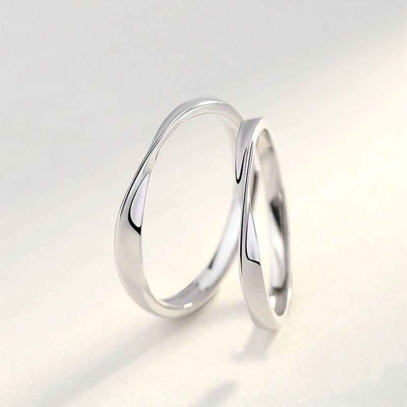 Nhẫn đôi nam nữ bạc s925 (Nhẫn đôi tự chỉnh được size tay)