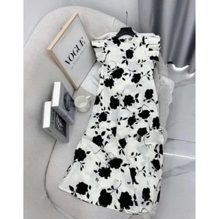 đầm bông lụa maxi cổ tròn sát lách cánh tiên