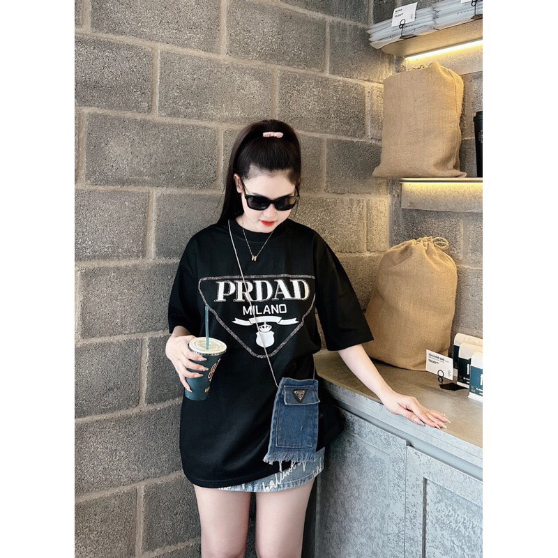 Sét Áo Phông Unisex PR.AD Kèm Túi Bò Dây Xích Cá Tính