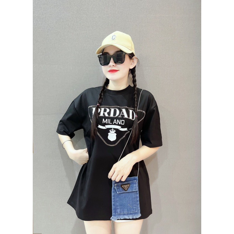 Sét Áo Phông Unisex PR.AD Kèm Túi Bò Dây Xích Cá Tính