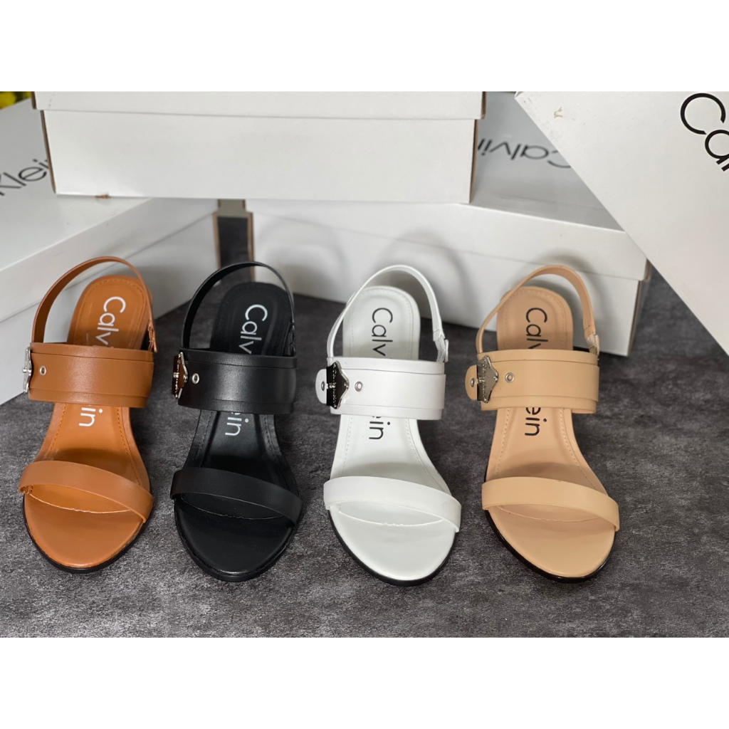 Giày Sandal Nữ Cao Gót Đế Đúc Siêu Nhẹ Quai Ngang