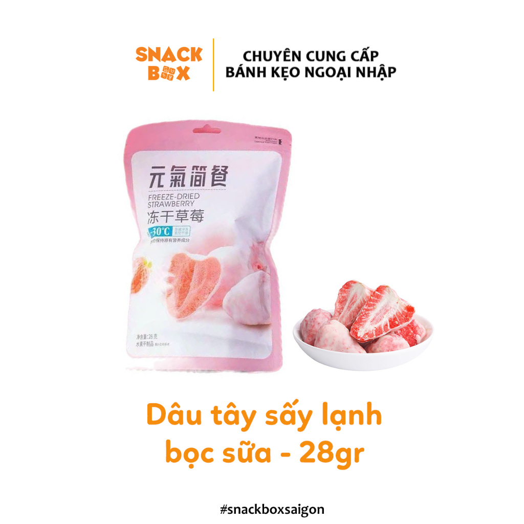 Dâu Tây Sấy Lạnh Bọc Sữa Thơm Ngon Gói 28gr - Đài Loan