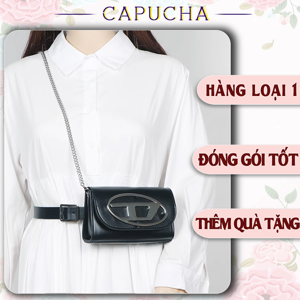 Túi xách nữ đeo thắt lưng kèm dây xích đeo chéo phong cách thể thao Capucha T333