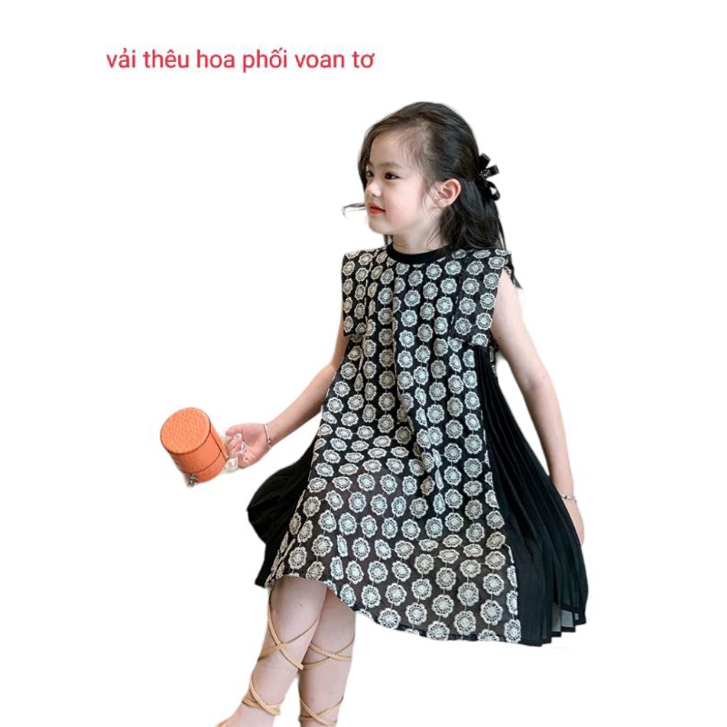 ĐẦM VÁY ĐEN ĐI TIỆC SANG TRỌNG VẢI TƠ MỀM BÉ GÁI HAIVANCO 12 đến 40 kg mềm mại và thoáng mát màu sắc rực rỡ dáng xòe đẹp