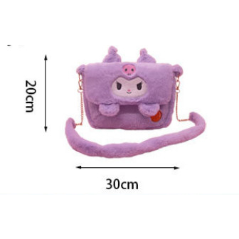 Túi xách gấu dâu Lotso chữ nhật đeo chéo chất lông siêu mịn, Túi kuromi dễ thương _ TingTing