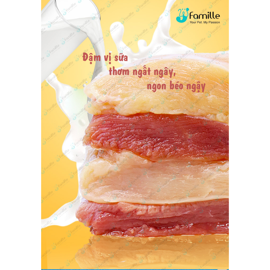 Snack Ăn Vặt Cho Chó Mèo JFAMILLE, Gà Vịt Tẩm Sữa Dê, Treat Thưởng Bổ Sung Dinh Dưỡng & Chất Béo. JF245