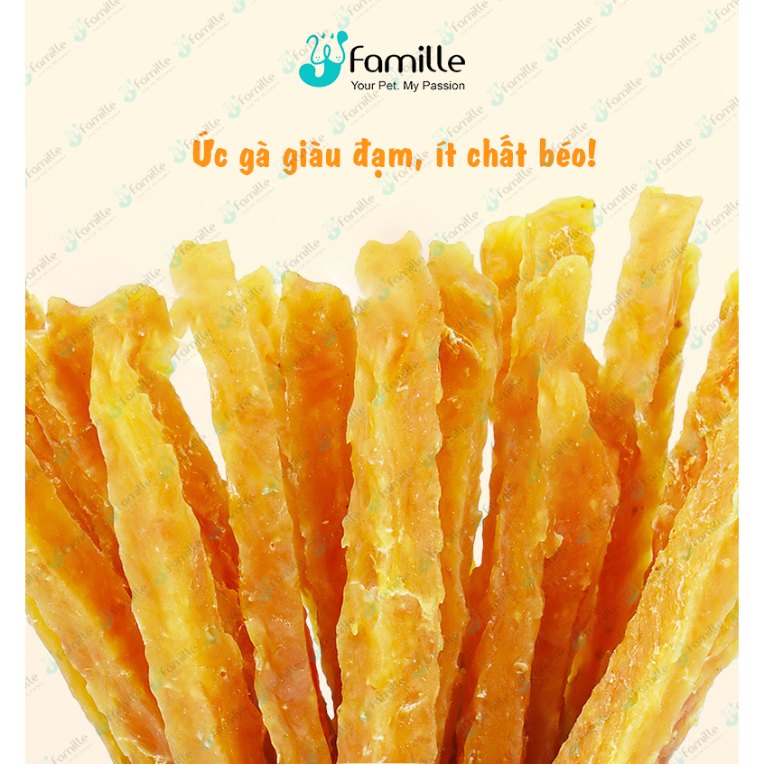 Snack Ăn Vặt Cho Chó Mèo JFAMILLE, Gà Vịt Tẩm Sữa Dê, Treat Thưởng Bổ Sung Dinh Dưỡng & Chất Béo. JF245