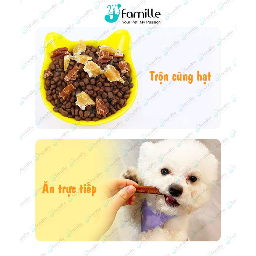 Snack Ăn Vặt Cho Chó Mèo JFAMILLE, Gà Vịt Tẩm Sữa Dê, Treat Thưởng Bổ Sung Dinh Dưỡng & Chất Béo. JF245