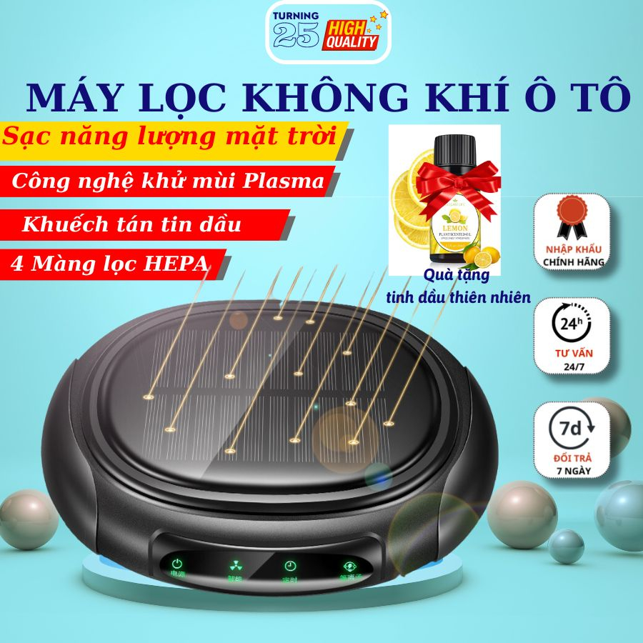 Máy lọc không khí ô tô ION âm Yantu KJ01 sạc năng lượng mặt trời thiết bị khử mùi khảng khuẩn dành cho xe hơi