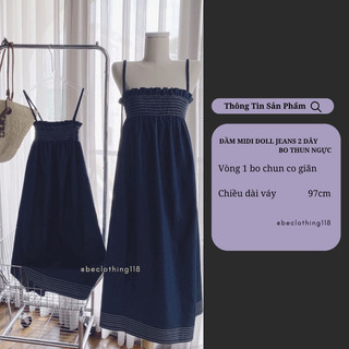 Đầm midi doll jean 2 dây bothun ngực