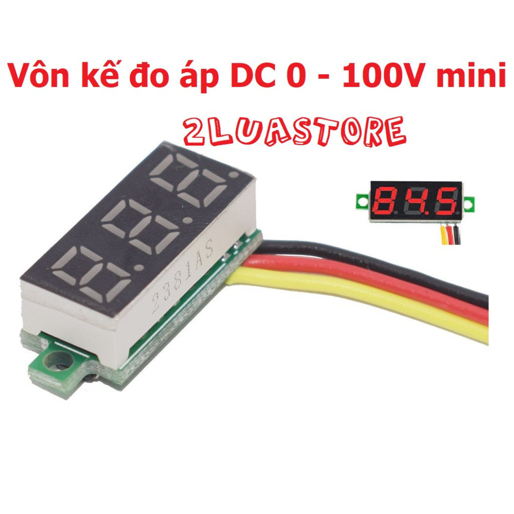 Vôn kế mini 0.28 inch - Mạch hiển thị Led đo áp DC - 3 dây 0~100V