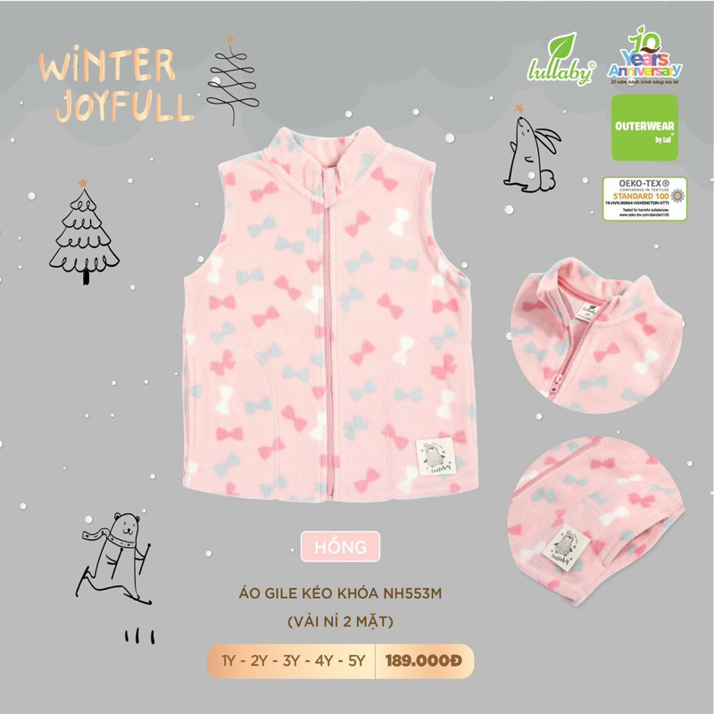 Ghile Nỉ Nhung Lullaby Kéo Khoá Cho Bé 1y-5y