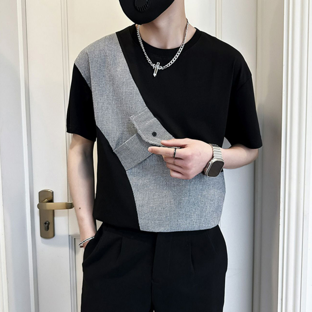Áo thun nam áo polo giả túi chéo kiểu dáng Hàn Quốc cá tính trẻ trung H71