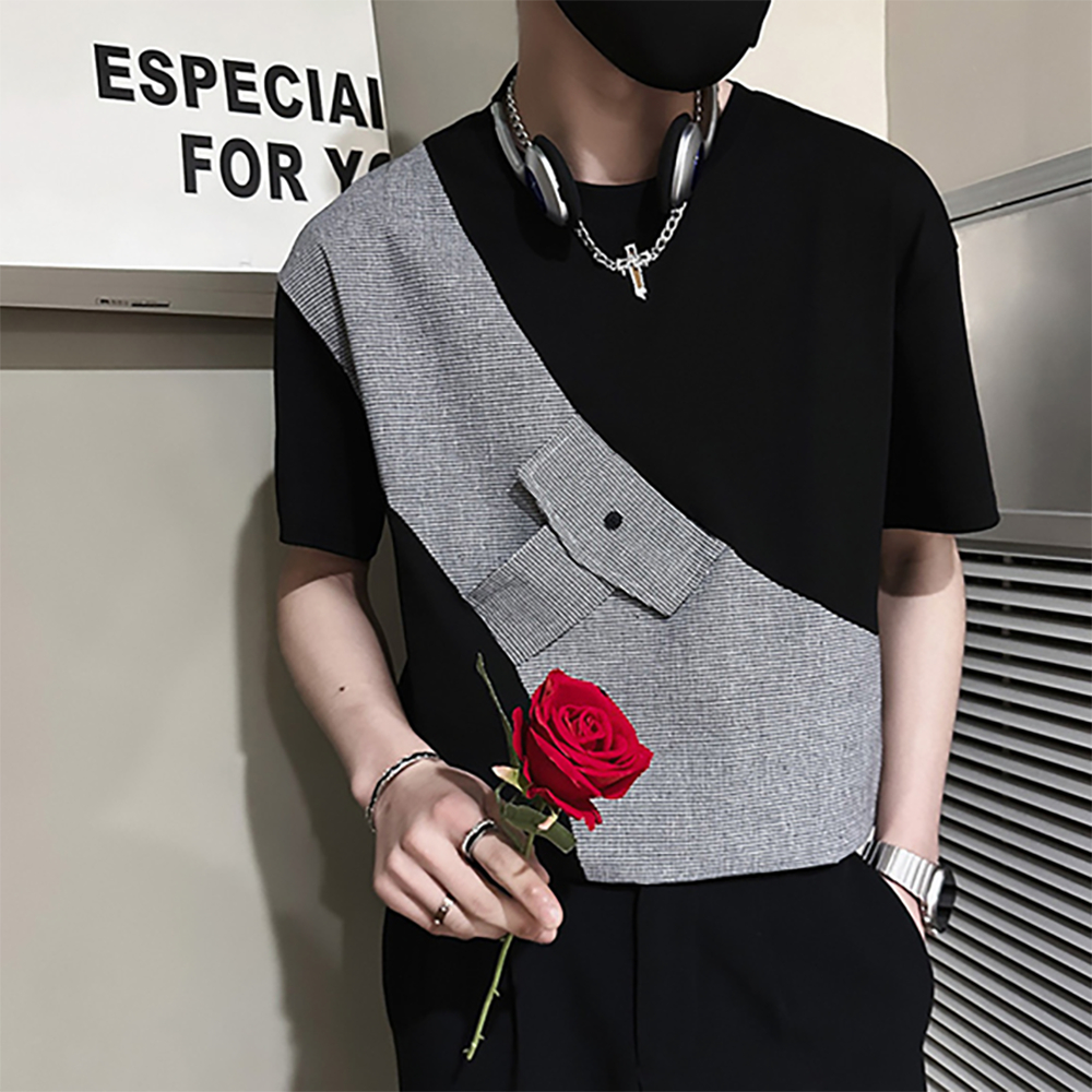 Áo thun nam áo polo giả túi chéo kiểu dáng Hàn Quốc cá tính trẻ trung H71