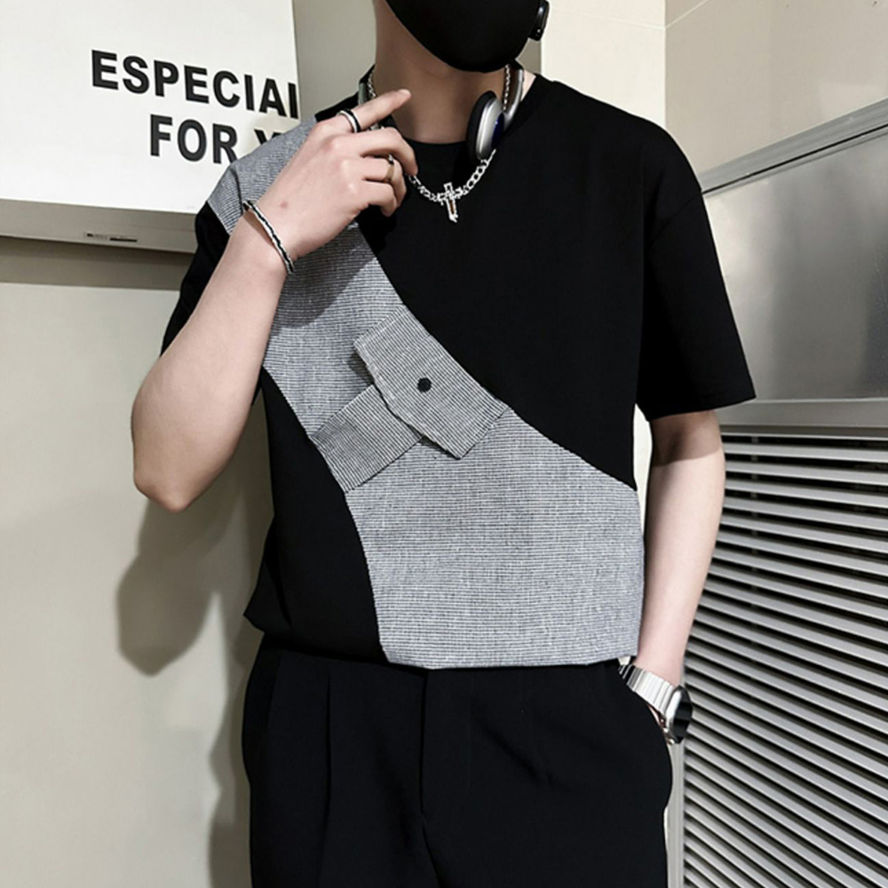 Áo thun nam áo polo giả túi chéo kiểu dáng Hàn Quốc cá tính trẻ trung H71