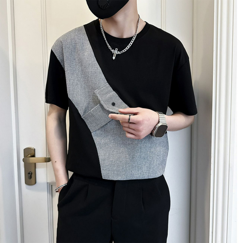 Áo thun nam áo polo giả túi chéo kiểu dáng Hàn Quốc cá tính trẻ trung H71
