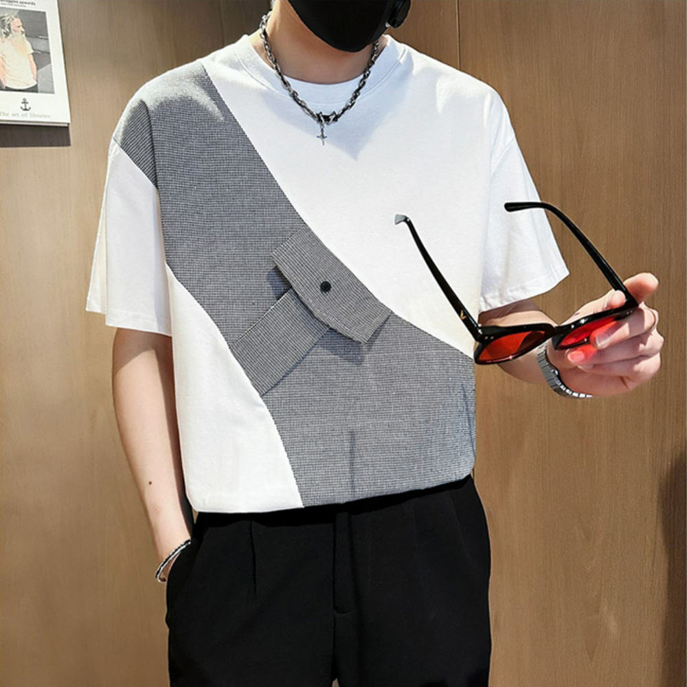 Áo thun nam áo polo giả túi chéo kiểu dáng Hàn Quốc cá tính trẻ trung H71