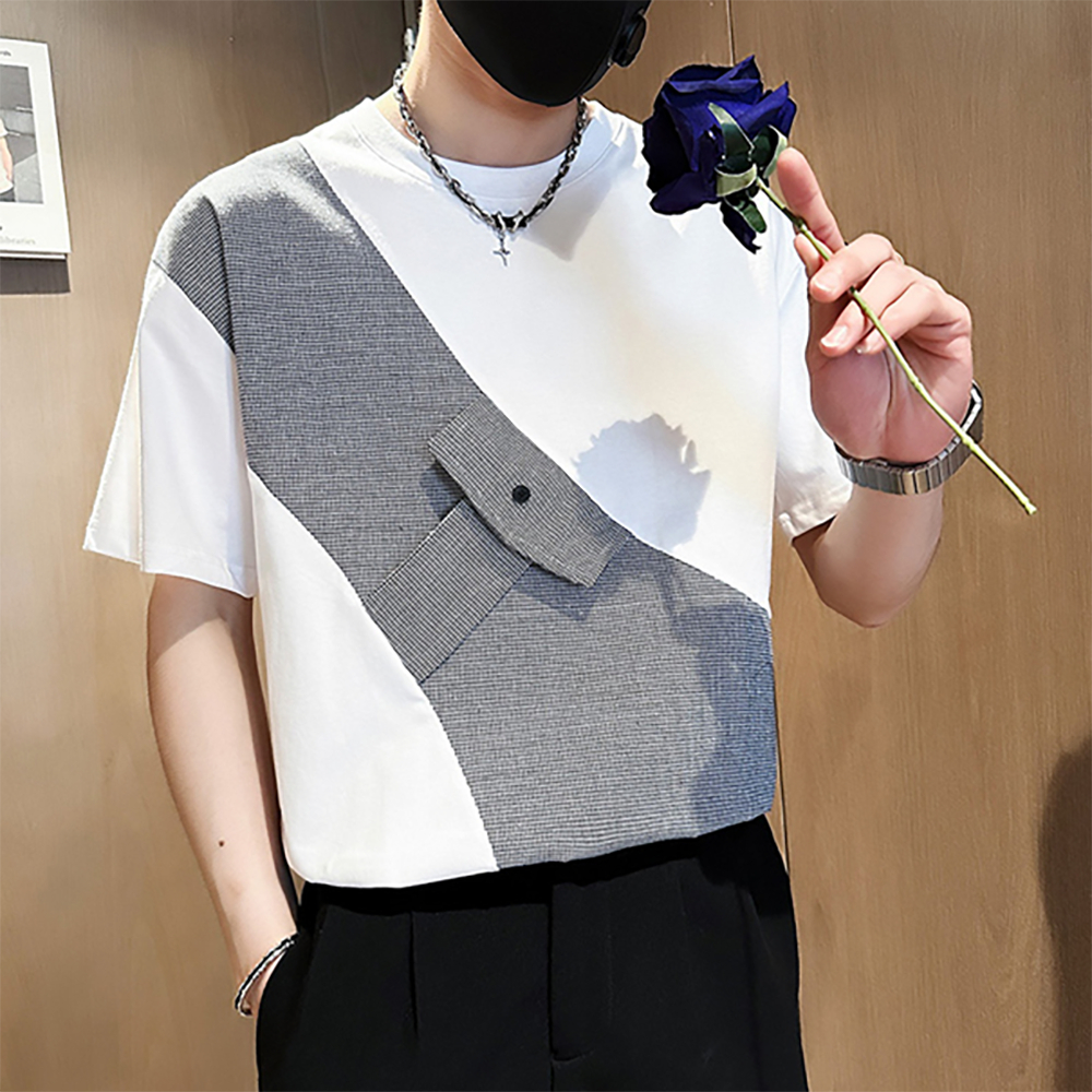 Áo thun nam áo polo giả túi chéo kiểu dáng Hàn Quốc cá tính trẻ trung H71