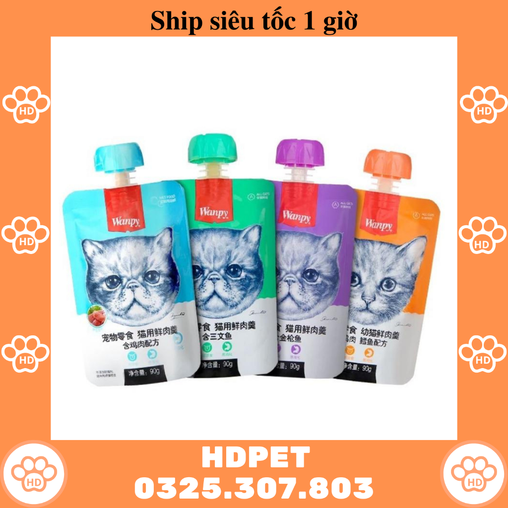Súp thưởng wanpy nắp vặn cho mèo gói 90g- Wanpy nắp vặn