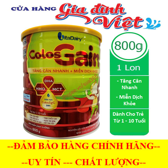 Sữa Colos Gain 1+_800G Tăng Cân Nhanh Cho Bé 1-10 tuổi - Date Luôn Mới