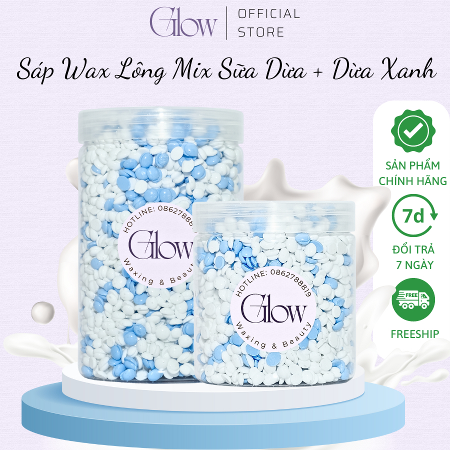 Sáp Wax Lông Mix Sữa Dừa Mix Dừa Xanh Premium Mùi Thơm Nhẹ Siêu Bám Lông Siêu Sạch Tặng Que Gỗ Phết Sáp Wax GLOW WAXING