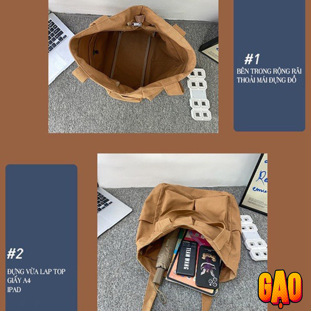 Túi vải canvas đeo vai cỡ lớn phong cách nhật bản cho nam