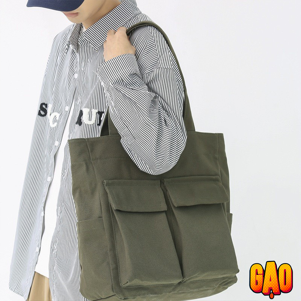 Túi vải canvas đeo vai cỡ lớn phong cách nhật bản cho nam
