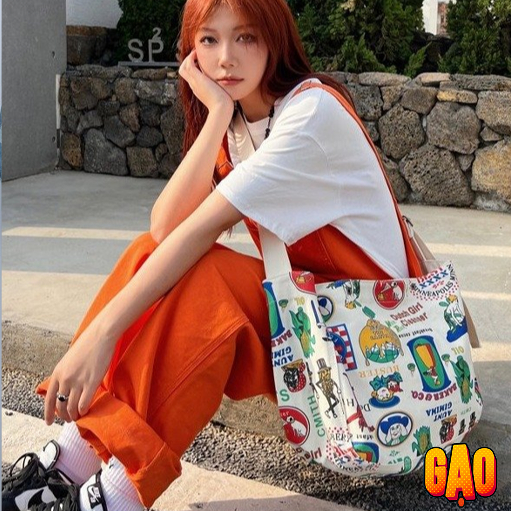 Túi đeo chéo vải canvas retro phong cách, vintage độc lạ cho mùa hè , phong cách Hàn Quốc