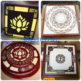 Đèn ốp trần gỗ hình hoa sen - Gỗ thông - gỗ thịt - 3 chế độ màu - Bảo hành 2 năm