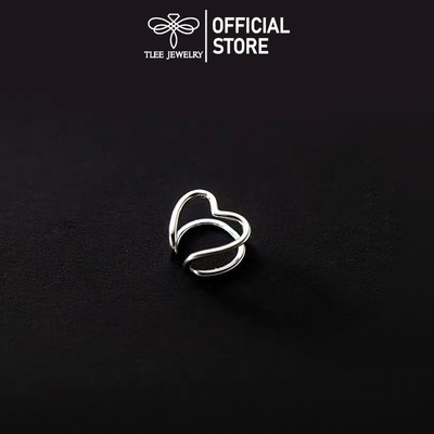 Khuyên tai bạc nữ TLEE mẫu tim kép kẹp vành tai cá tính TLEE JEWELRY B0461