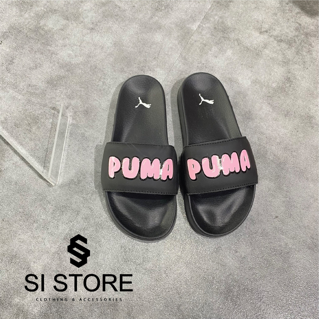 Dép P.u.m.a Suede Logo 3D Pink - Black / Đen *Chính Hãng*