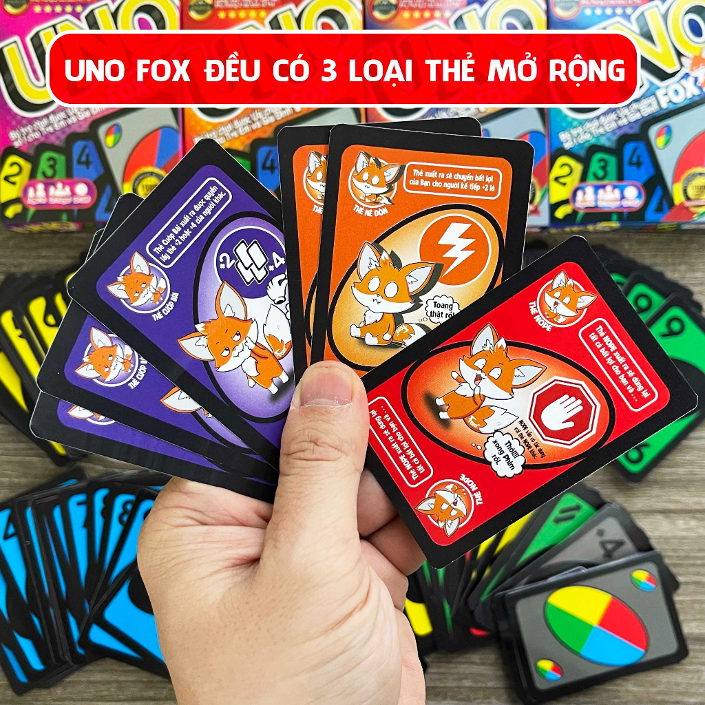 Board game-UNO FOX-Foxi-uno flip-uno kiss-cardgame Uno-trò chơi hay-hài hước-đấu trí đội nhóm