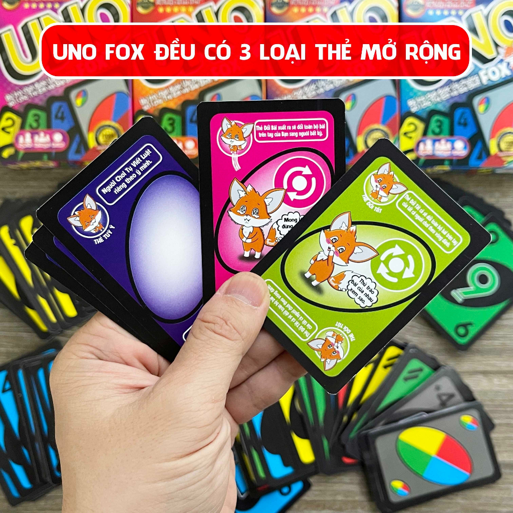 Board game-UNO FOX-Foxi-uno flip-uno kiss-cardgame Uno-trò chơi hay-hài hước-đấu trí đội nhóm