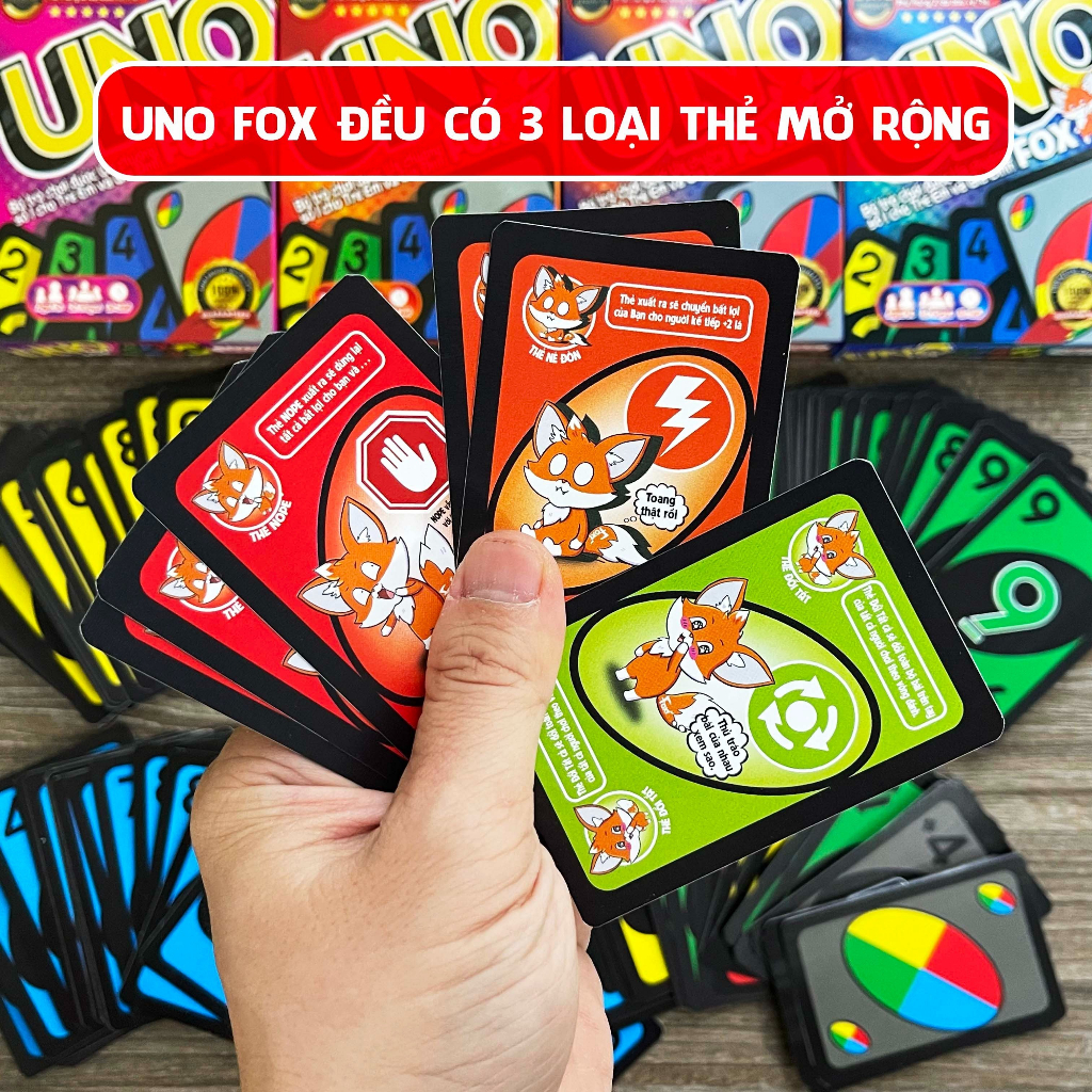 Board game-UNO FOX-Foxi-uno flip-uno kiss-cardgame Uno-trò chơi hay-hài hước-đấu trí đội nhóm