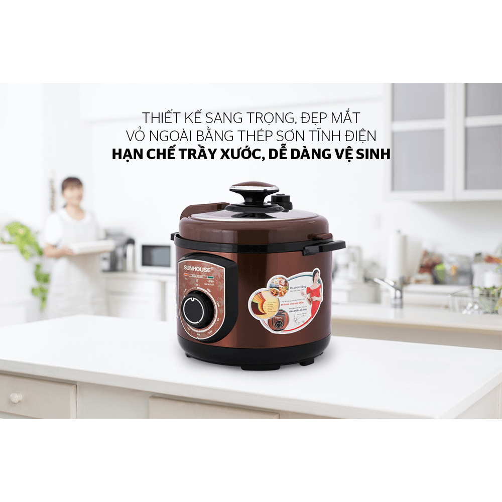 Nồi áp suất điện đa năng SUNHOUSE SHD1550 và SHD1552 - 900W, Dung tích 5L, Bảo Hành Chính Hãng