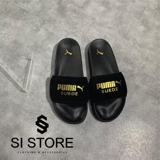 Dép p.u.m.a suede đen gold