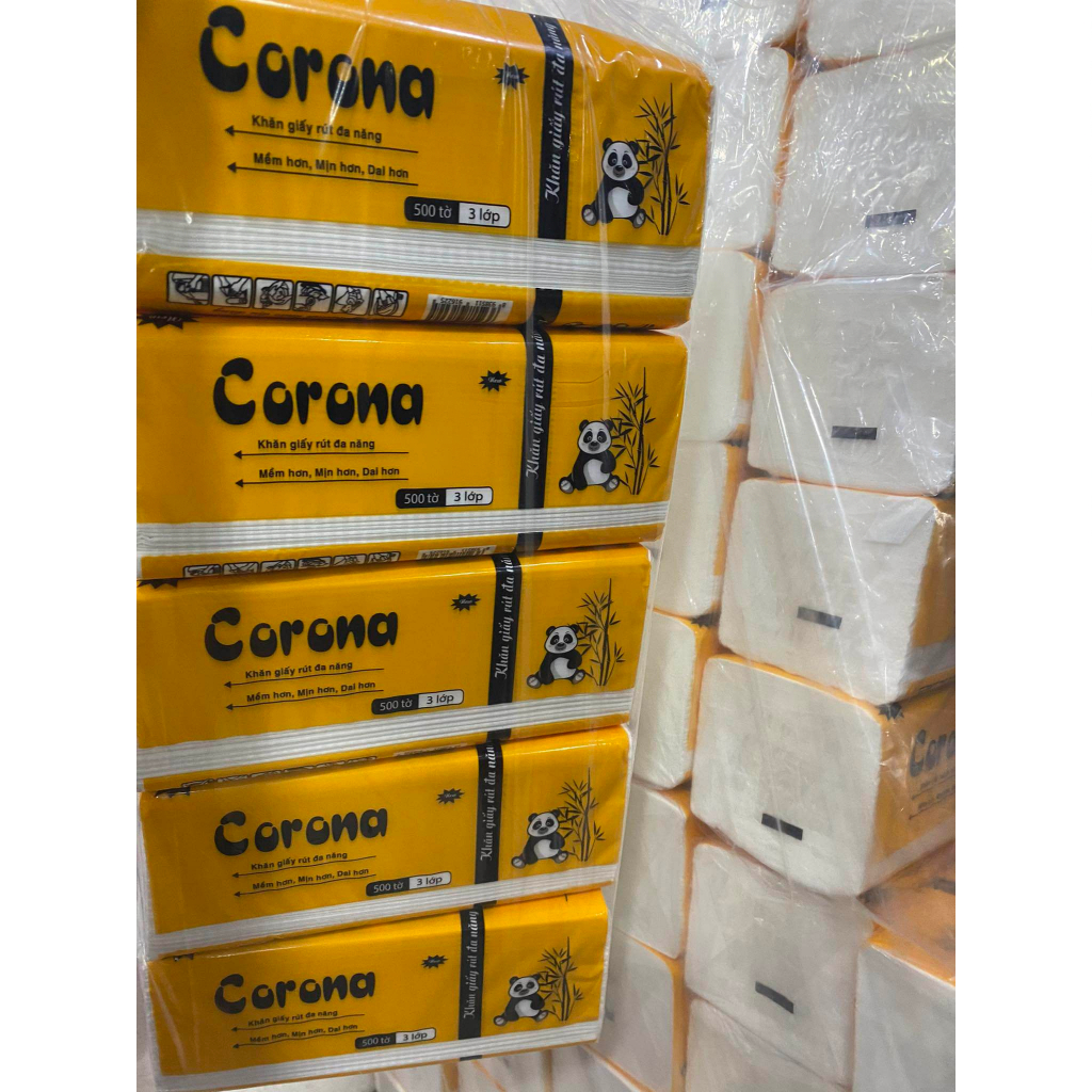 Gói nhỏ giấy rút Gấu trúc 3 lớp 500 tờ/gói