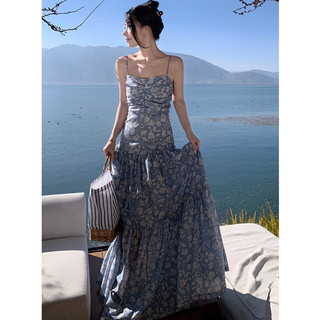 Đầm maxi dáng dài cao cấp đi biển họa tiết hoa nhí đuôi cá thiết kế độc lạ hàng Quảng Châu