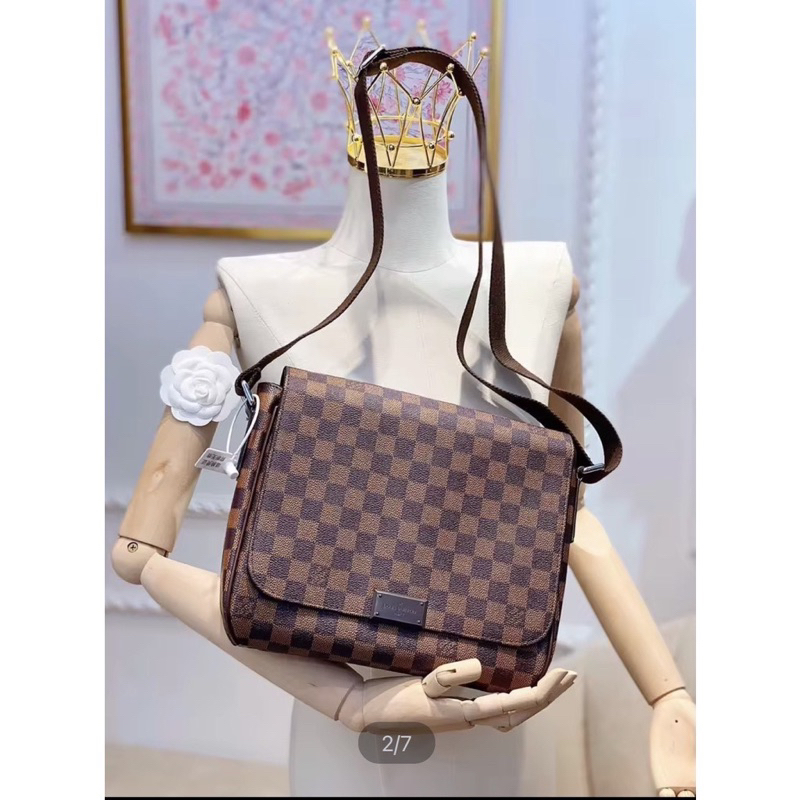 Túi đeo chéo nam nữ unisex da thật dáng cặp LV full 2 box da thật Smano bags hoả tốc