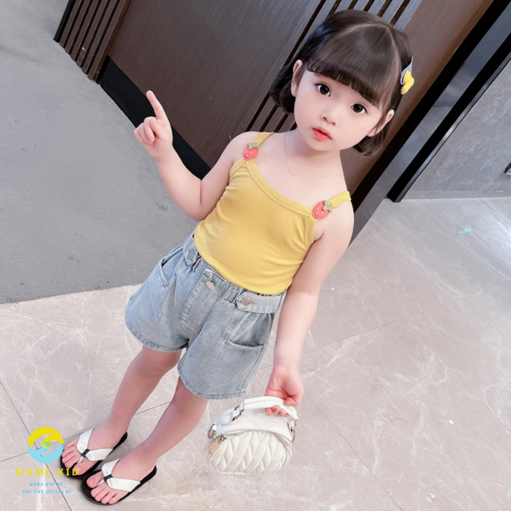 Áo Thun Hai Dây Bé gái Thun Tăm Mềm, Áo 2 Dây Sát Nách mùa hè cho bé,